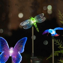 RGB Outdoor LED Lawn Light Garden Lights Waterproof For Garden Decoration Butterfly Bird Dragonfly Novelty Art Solar Lamp Decor 2024 - buy cheap