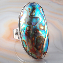 Frete grátis anel de arte oval em concha abalone de nova zelândia 7 ~ 12 "tamanho ajustável pc4057 2024 - compre barato