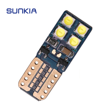 Sunkia, luzes de carro 12v w5w, cor branca brilhante, largura da luz interior t10 3030 8smd, lâmpada da placa de identificação, 1 peça 2024 - compre barato