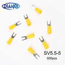 500 unidades/pacote forquilha amarela furcate tipo terminal de pré-isolamento frio prensado terminais conector do fio do conector do cabo SV5.5-5 2024 - compre barato