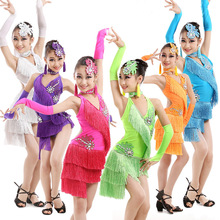 5 шт., детское платье для латинских танцев, детская одежда для бальных танцев, юбки для латинских танцев для девочек, детское платье для тренировок, для соревнований 89 2024 - купить недорого