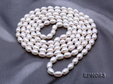 Joyas de perlas reales hechas a mano, collar largo de perlas de agua dulce y arroz Natural de Color blanco de 6-6,5mm con Calidad AAA superior 48'' 2024 - compra barato