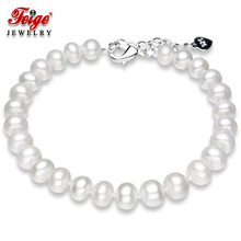 FEIGE Genuine 6.5-7.5mm Natural Freshwater Pearl Bracelet for Women Classic Style Wedding Dress Jewelry Hand Chain Genuine Pearl 2024 - buy cheap