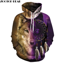 Wolf Printed Hoodies Men Wolf Sweatshirts 3D Tracksuits Native Hoody Harajuku Pullover Brand Streatwear DropShip ZOOTOPBEAR 2024 - buy cheap