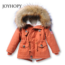 Jaqueta removível infantil de algodão, casaco de inverno com gola de pele falsa para meninos e meninas 2024 - compre barato