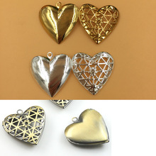 25mm 10pcs Flower Heart Photo Frame Locket Box,Brass Bronze Tone Pendant European style Craft,Jewelry Finding Pendant 2024 - buy cheap