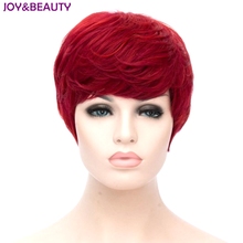 JOY&BEAUTY Heat Resistant Synthetic Hair Short Curly Wig Red Color Women Wigs 20cm 2024 - buy cheap