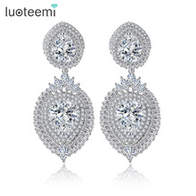 LUOTEEMI New Korea Style Big Drop Earrings Elegant Double Waterdrop Tiny Crystal Dangle Brincos Jewelry for Women Christmas Gift 2024 - compre barato