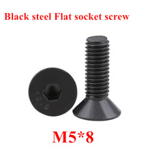 100pcs M5*8 Black Bolts DIN7991 Black steel 10.9 grade M5x8mm Hex socket flat head cap screw Countersunk head Screws Bolts 2024 - buy cheap