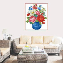 45*40cm Needlework DIY Cross stitch,Full Embroidery kit set,floral flower in vase Cross-Stitch decoration painting Wholesale 2024 - buy cheap