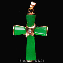 Imitation Green Jades Cross Bead Gem Pendant 1PCS 26X38MM 2024 - buy cheap
