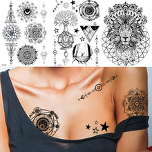 Rejaski galaxy planetas temporárias, tatuagens temporárias para mulheres, adesivo triangular, floresta, preto, flecha tatoos falso, arte personalizada 2024 - compre barato