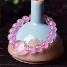 Natural Rose Quartz Bracelet Fox Pendant Bracelet Star Light Mozambique 10mm 12mm 14mm Woman Round Beads AAAAA 2024 - buy cheap