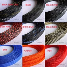 14mm Wide 9/16" TIGHT Braided PET Expandable Sleeving Cable Wire Sheath Black/Red/Blue/Gray/White/Silver/Gold 2024 - buy cheap