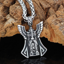 Stainless steel Nordic viking odin face amulet rune pendant necklace with Valknut gift bag 2024 - buy cheap