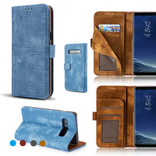Дышащий винтажный кожаный флип-чехол для Samsung Galaxy S10 S8 S9 Plus S10e S7 edge Note 9 8 A8 A6 J6 A7 2018 кошелек флип-чехол 2024 - купить недорого