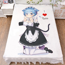 Anime Re Zero sexy girl characters Rem Milk Fiber Bed Sheet Flannel Blanket Summer Quilt 150x200, flat sheet, about 0.8kg-1kg 2024 - buy cheap
