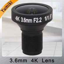 Yumiki 8MP Megapixels HD Lens M12 Mount Board 4k Lens 3.6mm 1/1.8" CCTV Lens For Security IP Camera Support 4K Camera 2024 - buy cheap