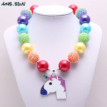 MHS.SUN Christmas Gift Kids Handmade DIY Chunky Bubblegum Beaded Necklace Fairy Unicorn Pendant Charms Necklace For Baby Jewelry 2024 - buy cheap