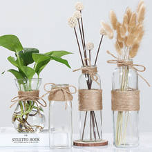 Nordic Glass Vases Living Room Table Decoration Transparent Water Hydroponics Flower Rope Dry Flower Vase DIY Valentine's Day 2024 - buy cheap