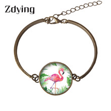 ZDYING-pulsera de flamenco hecha a mano para hombre y mujer, brazaletes de cristal de planta verde, cabujón para imágenes, joyería de boda para fiesta FO15 2024 - compra barato