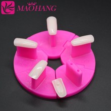 MAOHANG 2Sets/LOT New Round Plastic Nail Art Salon Tools Tips Display Practice Stand Holder False Nail Show Work Table Practice 2024 - buy cheap