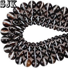 Cuentas de ágatas tibetano Natural de Grado Superior Dzi, abalorios de perlas sueltas redondas, 6, 8, 10, 12mm, para fabricación de collares y pulseras, Envío Gratis 2024 - compra barato