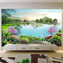 Papel de parede com mural personalizado 3d, natureza, paisagem, lago, foto, pintura de parede, sala de estar, turista, ponto panorâmico, fundo de parede, decoração 2024 - compre barato