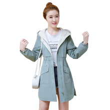 Windbreaker coats female Medium length 2020 new Korean slim slimming loose spring hooded trench coat for women autumn Tops 2024 - buy cheap
