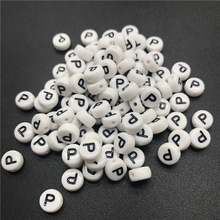 Contas espaçadas de acrílico com 100 peças, 7mm, contas de letras do alfabeto oval para fazer joias, colar de pulseira diy 2024 - compre barato