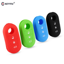 KEYYOU-Funda de goma de silicona para llave de coche, Protector de 3 botones para Alfa Romeo, Mito, Giulietta, Brera 4C, 159 GTA 2024 - compra barato