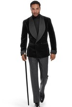 Высококачественные бархатные мужские смокинги для жениха с лацканами мужские костюмы для свадьбы/выпускного вечера блейзер (пиджак + брюки + галстук) A45 2024 - купить недорого