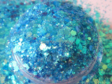Holographic Blue Glitter Mix square and hex shapes G375 2024 - buy cheap