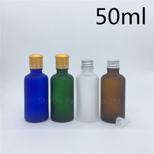 Travel Bottle 50ml Green Blue Amber Transparent Frosted Glass Bottle, Vials Essential Oil Bottle With Aluminum Cap 2024 - buy cheap