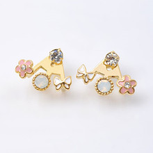 2021 Crystal Jewelry Fashion Korean Cute Lovely Style Rhinestone Butterfly Flower Mounted Stud Earrings For Women 2024 - buy cheap