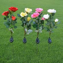 3 Heads Solar Rose Light LED Flower Lawn Stake Lamp Outdoor Waterproof for Home Garden Yard Path Decoration 2024 - buy cheap