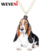 WEVENI Acrylic Basset Hound Dog Necklace Pendant Chain Collar Animal Jewelry For Women Girls Pet Lovers Gifts Accessories Bijoux 2024 - buy cheap
