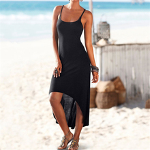 2019 Hot Sale Bodycon Dress Women Summer Sexy Strap Evening Party Backless Beach Long Maxi Irregular Dress Black Beach Dresses 2024 - buy cheap