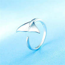 LULU-PIG 925 Silver Ring Korean Version Personality Sweet And Lovely Mermaid Fishtail Mouth Adjustable Ring R0229 2024 - buy cheap