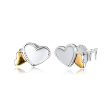 Brincos de corações luminosos 100% prata 925 com banhado a ouro 14k para mulheres frete grátis 2024 - compre barato