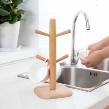 New Wooden Tree Shape Coffee Mug Drying Cups Storage Rack Holder Home Kitchen Drain Hanger Stand Organizer with 6 Hooks 2024 - buy cheap