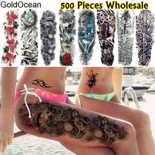 GoldOcean-tatuaje temporal completo para hombres y mujeres, 500 piezas, 48x17cm, pierna larga, Ojo de Henna, arte corporal, pegatinas de tatuaje falsas 2024 - compra barato