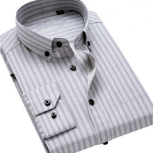 Quality Striped Button Down Long Sleeve Slim Fit Men Dress Shirt Male Clothing Business Shirts M-4XL Mens Shirts Regular Fit 2024 - buy cheap