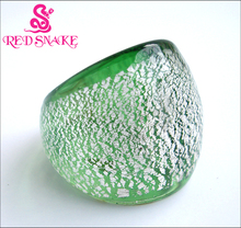 RED SNAKE Fashion Ring Handmade Green and Silver color Foil Spot Murano Glass Rings 2024 - buy cheap