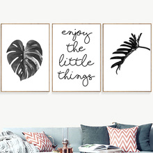 Carteles nórdicos de hojas de Monstera para decoración de sala de estar y dormitorio, impresiones de plantas artísticas en lienzo, cuadros de pared, color blanco y negro 2024 - compra barato