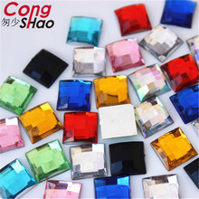 Камни и кристаллы для стен Cong Shao, разноцветные акриловые стразы квадратной формы, 12 мм, CS609, 200 шт. 2024 - купить недорого