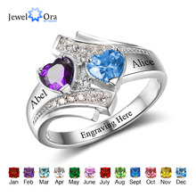 Engagement Promise Ring Custom Birthstone Engrave Name Ring 925 Sterling Silver Heart Lover's Gift Rings (JewelOra RI102500) 2024 - buy cheap