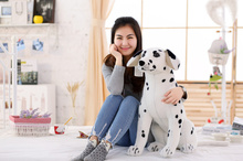 Grande adorável simulaiton manchas cão brinquedo de pelúcia sentado local cão boneca presente sobre 75cm 2024 - compre barato