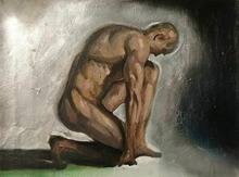 100%-pintura al óleo de desnudo hecha a mano, figura de cuerpo masculino, retrato de estudio 2024 - compra barato