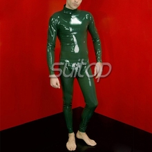 Suitop green latex catsuit sexy latex codepiece with back zip for men 2024 - buy cheap